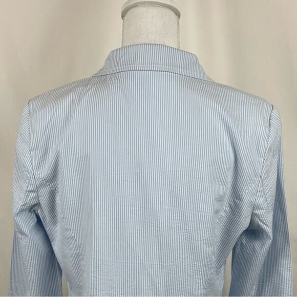 Tommy Hilfiger Blue White Pinstripe Cotton Prep Academia Blazer NWOT Size L - Picture 7 of 12